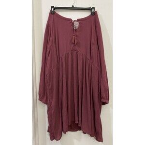 Torrid NWT Women's Burgundy Tasseled Neck Ruffle Long Sleeve Tunic‎ Dress Size 5